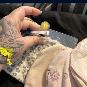 0 to 3 month old baby girl mittens and 0-6 month old baby girl hats 4 of them